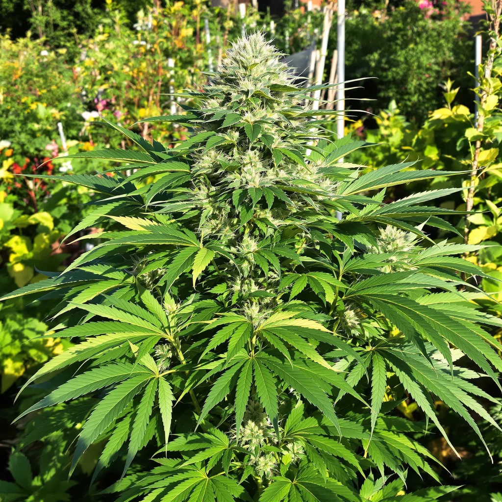 Chemdog #4 72% indica / 28% sativa — flor con tricomas visibles