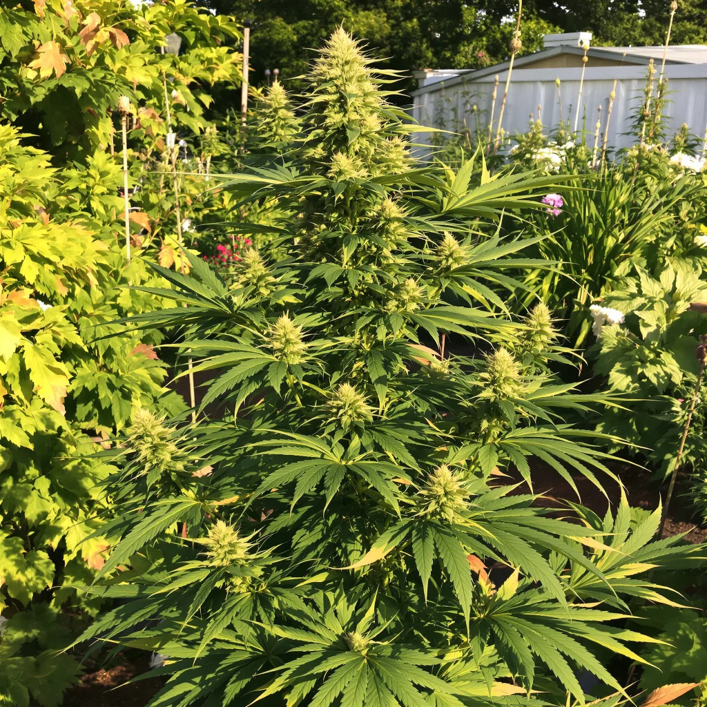Chernobyl 18% indica / 82% sativa — flor con tricomas visibles