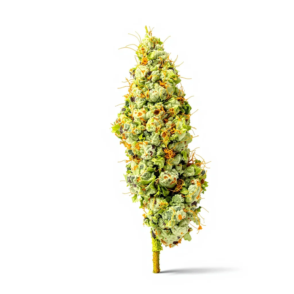 Chernobyl 18% indica / 82% sativa — flor con tricomas visibles