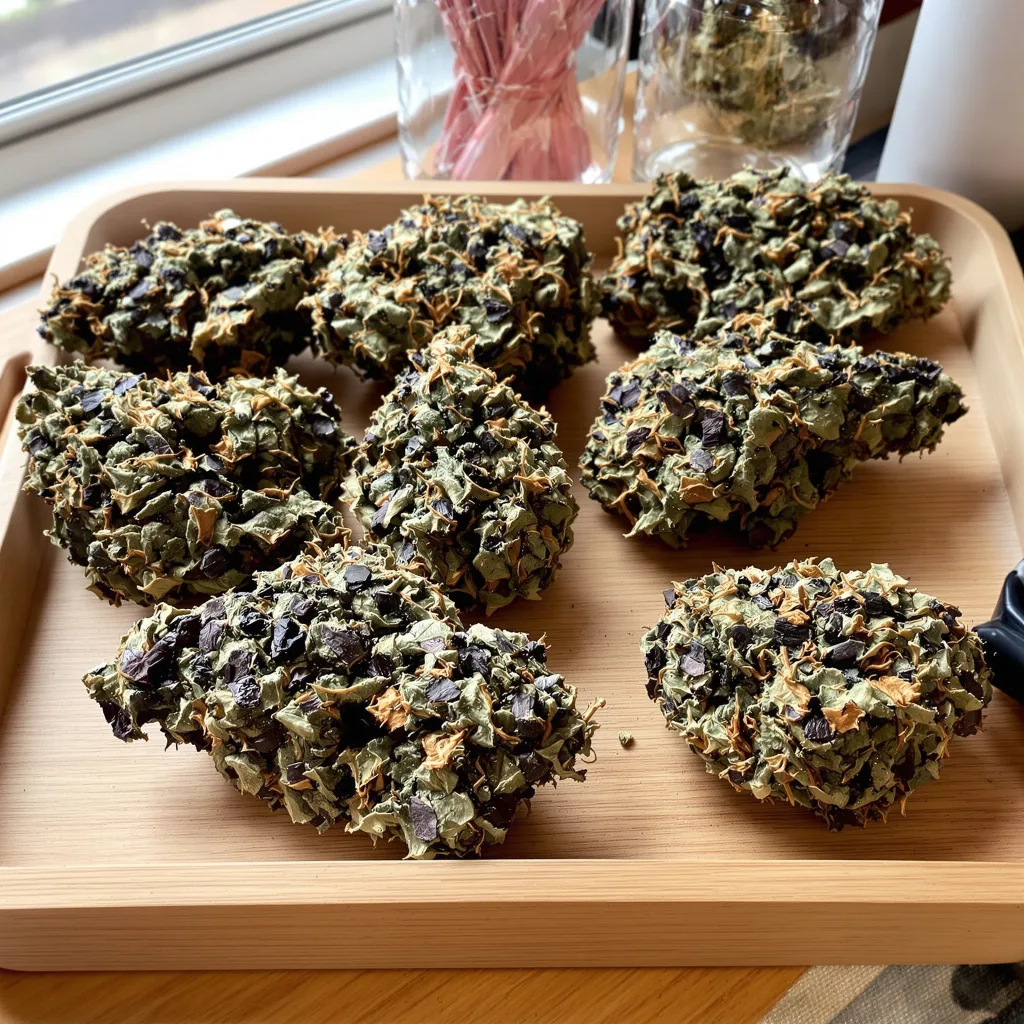 Cherries Jubilee 69% indica / 31% sativa — flor con tricomas visibles