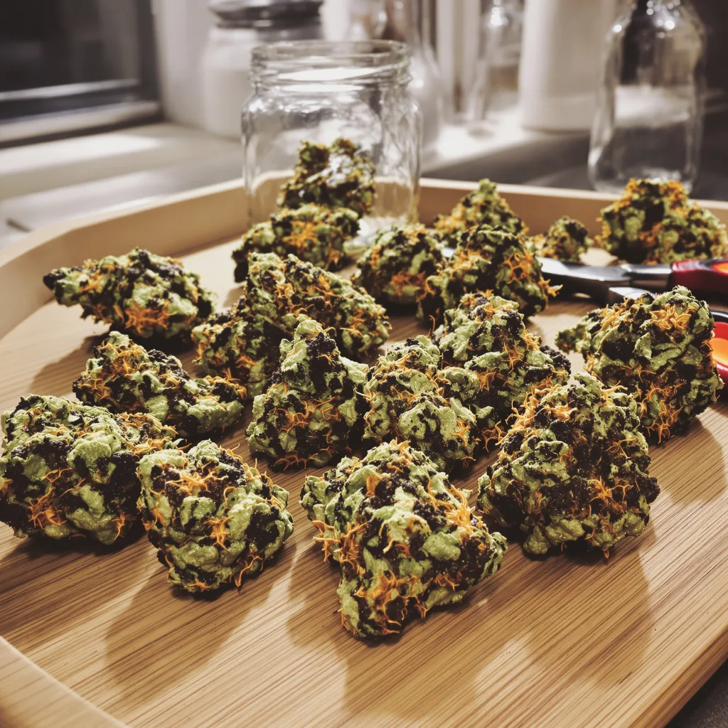 Cherry Bomb 66% indica / 34% sativa — flor con tricomas visibles