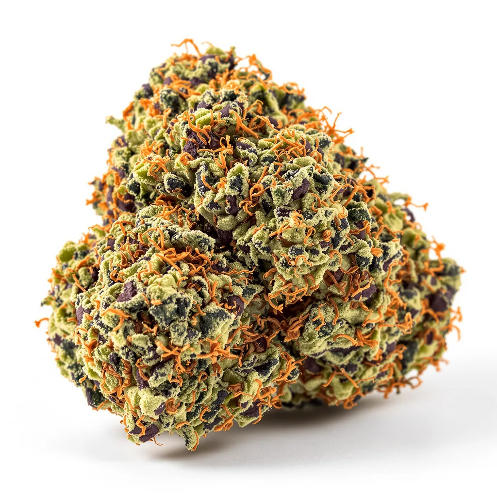 Cherry Bomb 66% indica / 34% sativa — flor con tricomas visibles