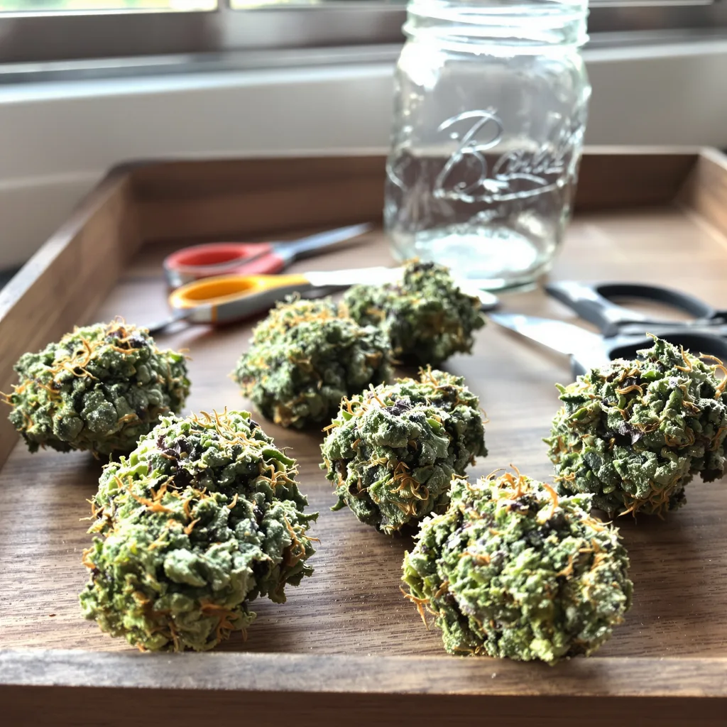 Cherry Chem 56% indica / 44% sativa — flor con tricomas visibles