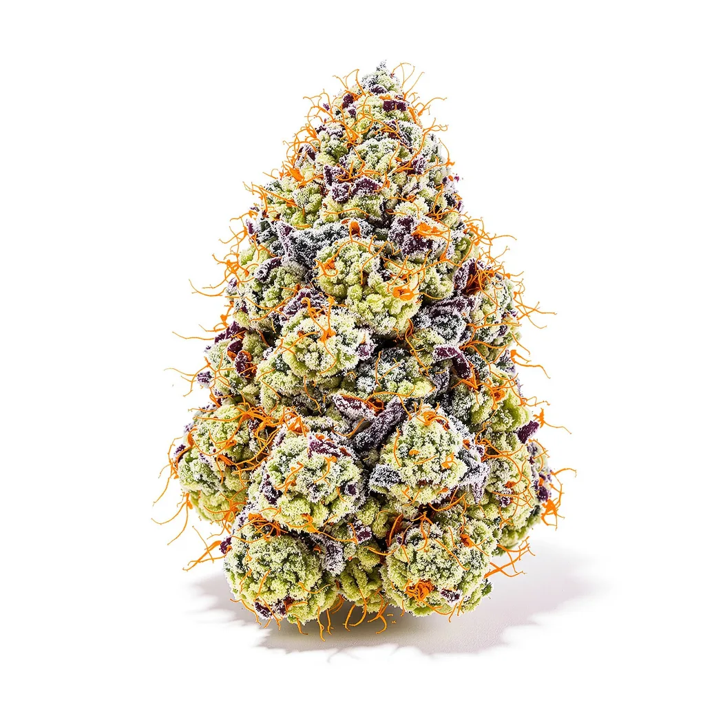 Cherry Chem 56% indica / 44% sativa — flor con tricomas visibles