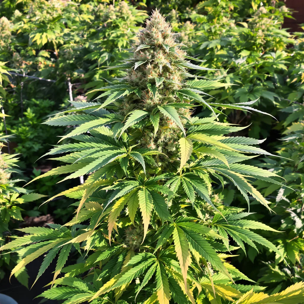 Cherry OG 66% indica / 34% sativa — flor con tricomas visibles