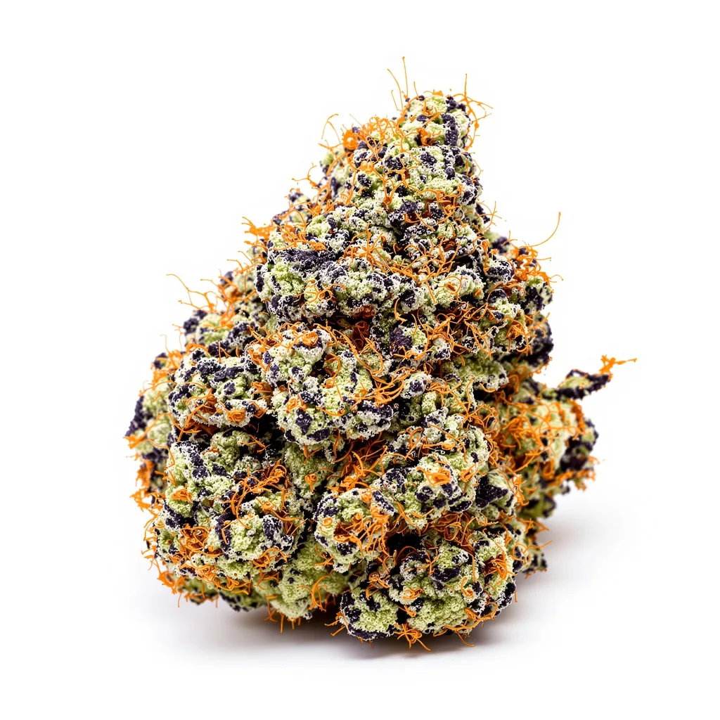 Cherry OG 66% indica / 34% sativa — flor con tricomas visibles