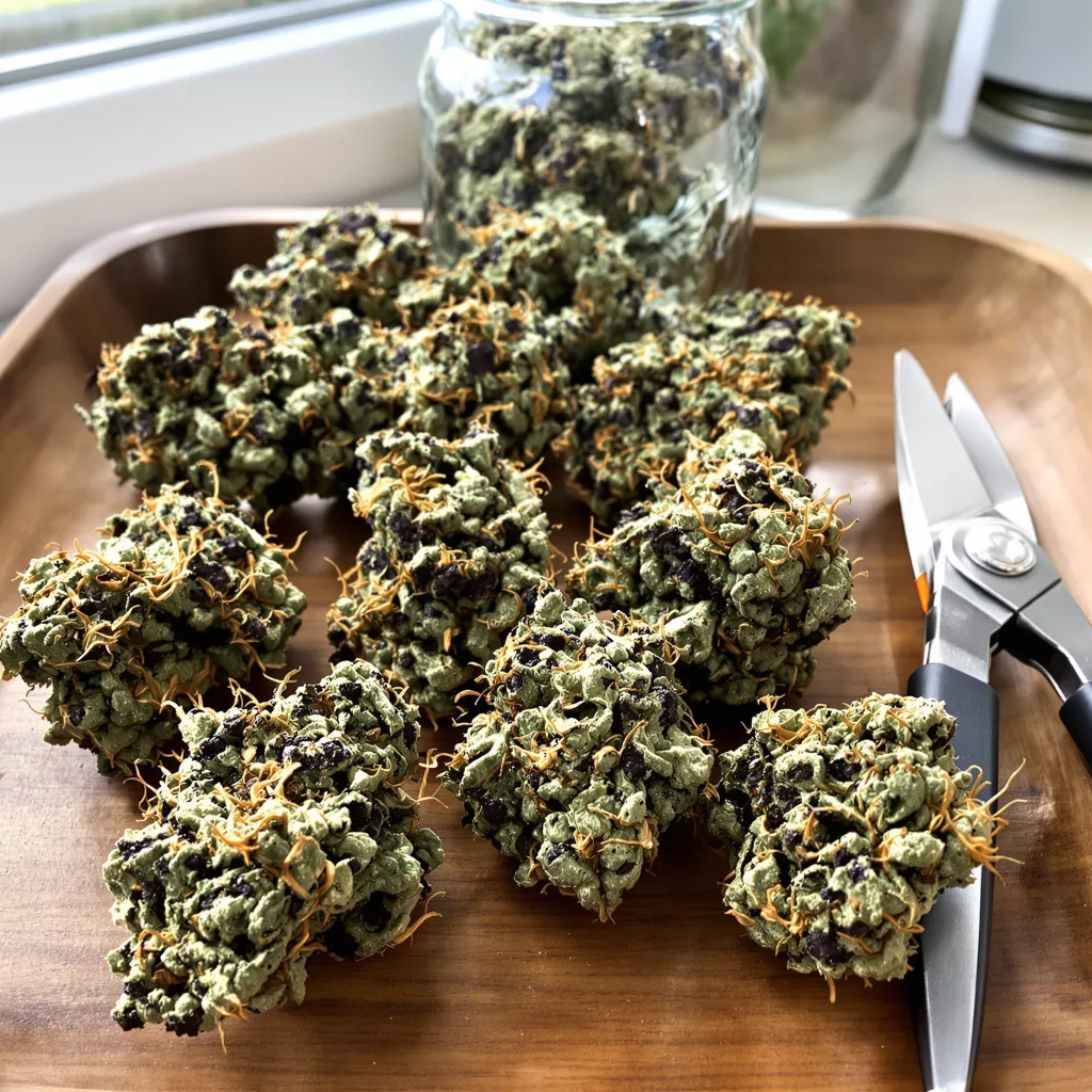Cherry Pie 66% indica / 34% sativa — flor con tricomas visibles