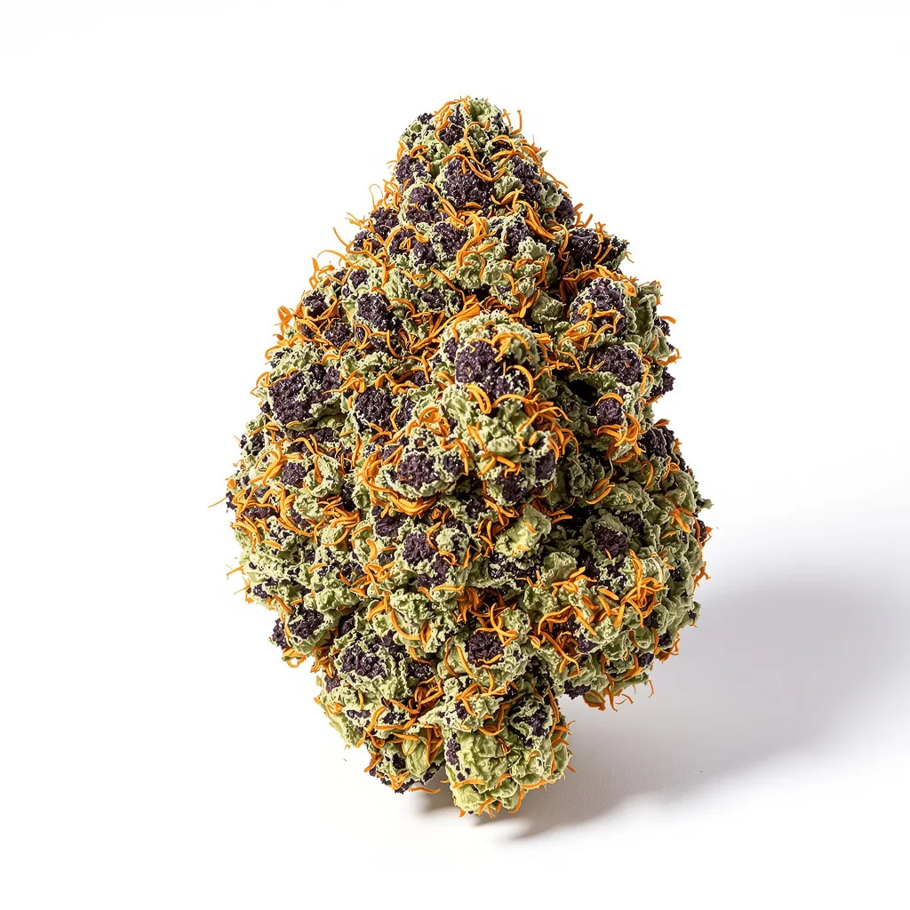 Cherry Pie 66% indica / 34% sativa — flor con tricomas visibles