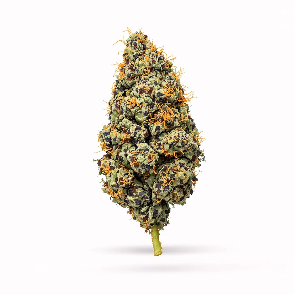 China Yunnan 65% indica / 35% sativa — flor con tricomas visibles