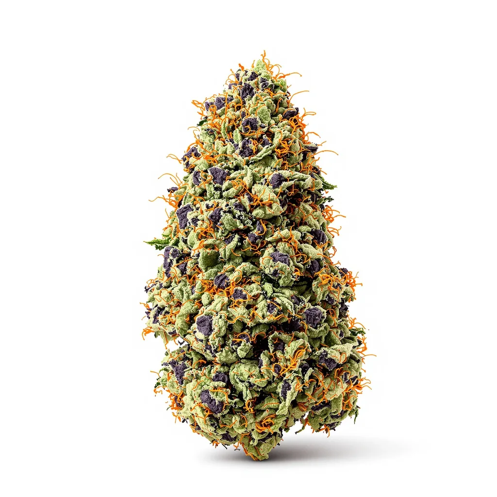 China Yunnan 65% indica / 35% sativa — flor con tricomas visibles