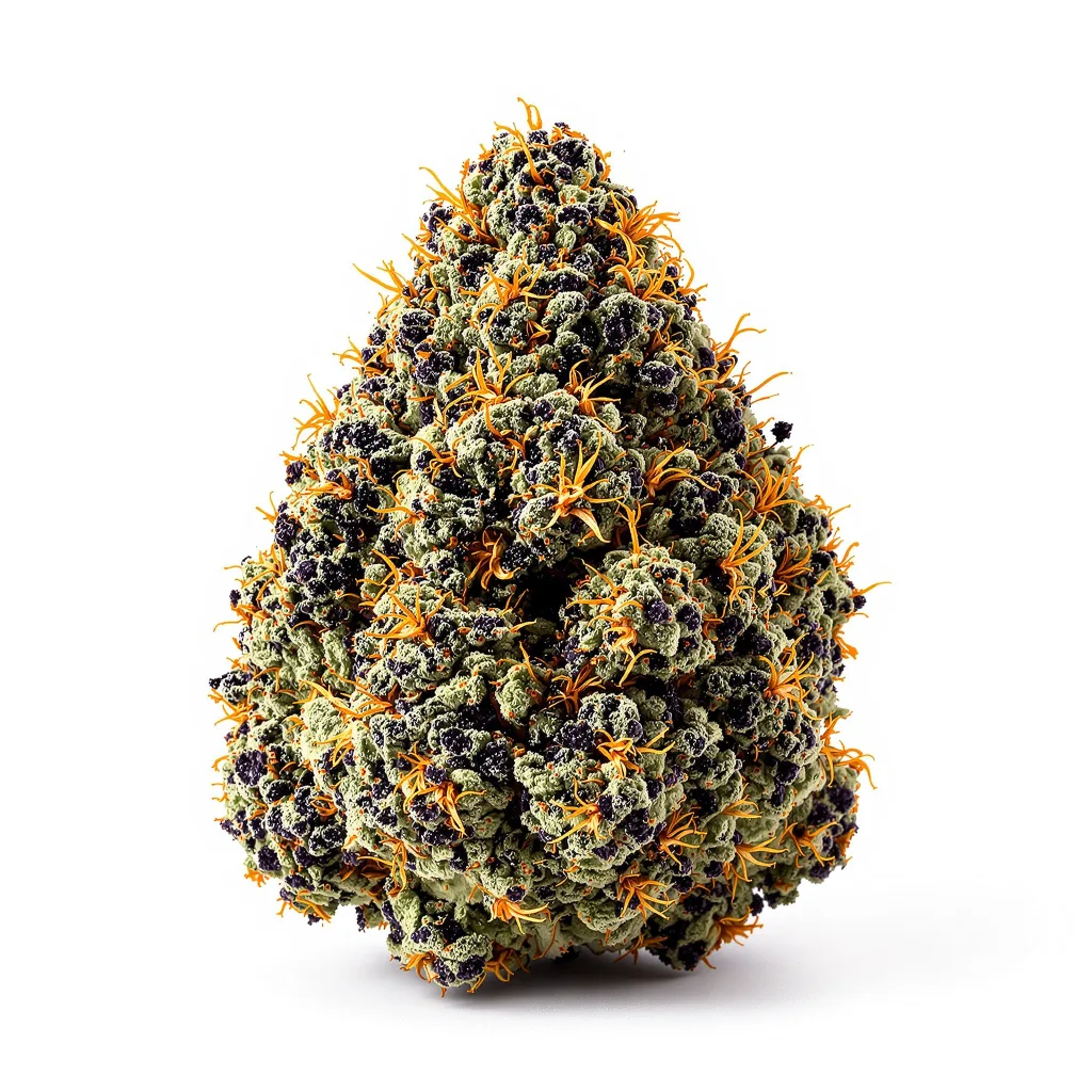 Chocolate Chunk 100% indica / 50% sativa — flor con tricomas visibles