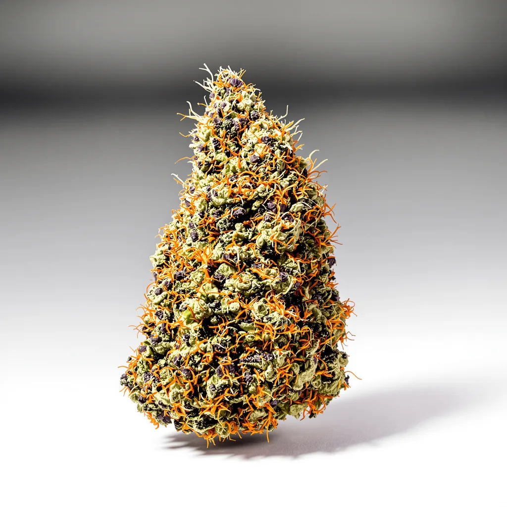 Chocolope Kush 79% indica / 21% sativa — flor con tricomas visibles