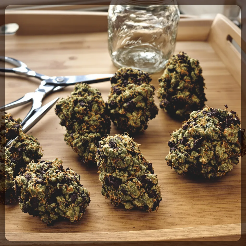 CHR Super OG 69% indica / 31% sativa — flor con tricomas visibles