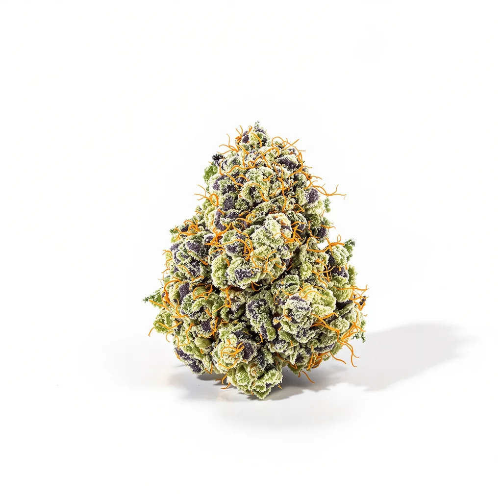 Chronic Thunder 46% indica / 54% sativa — flor con tricomas visibles