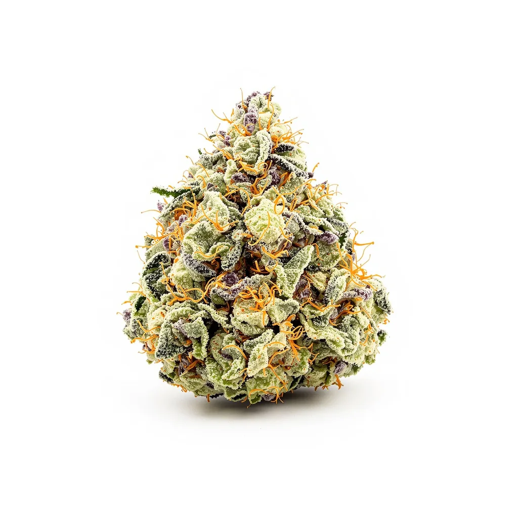 Chupacabra 58% indica / 42% sativa — flor con tricomas visibles