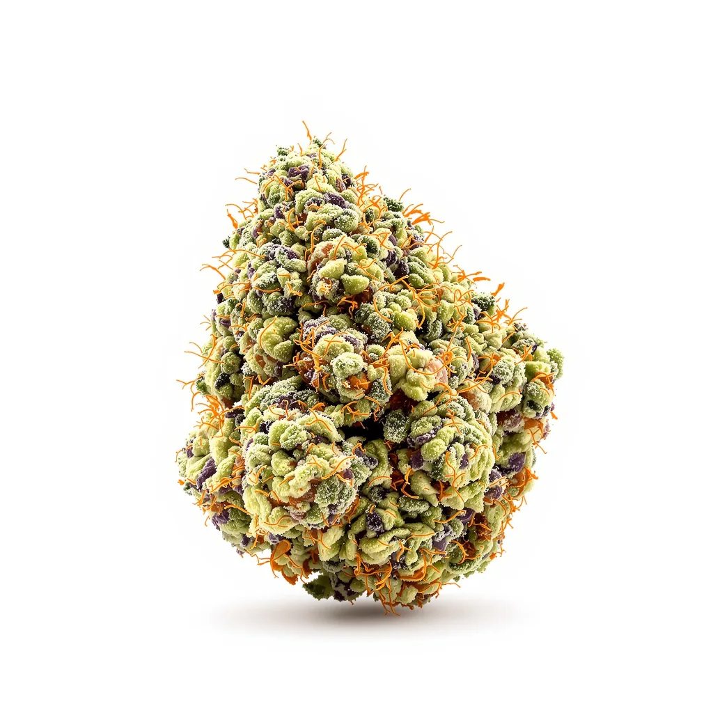 Church OG 47% indica / 53% sativa — flor con tricomas visibles