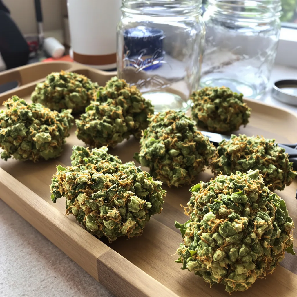 Cinderella 99 5% indica / 95% sativa — flor con tricomas visibles