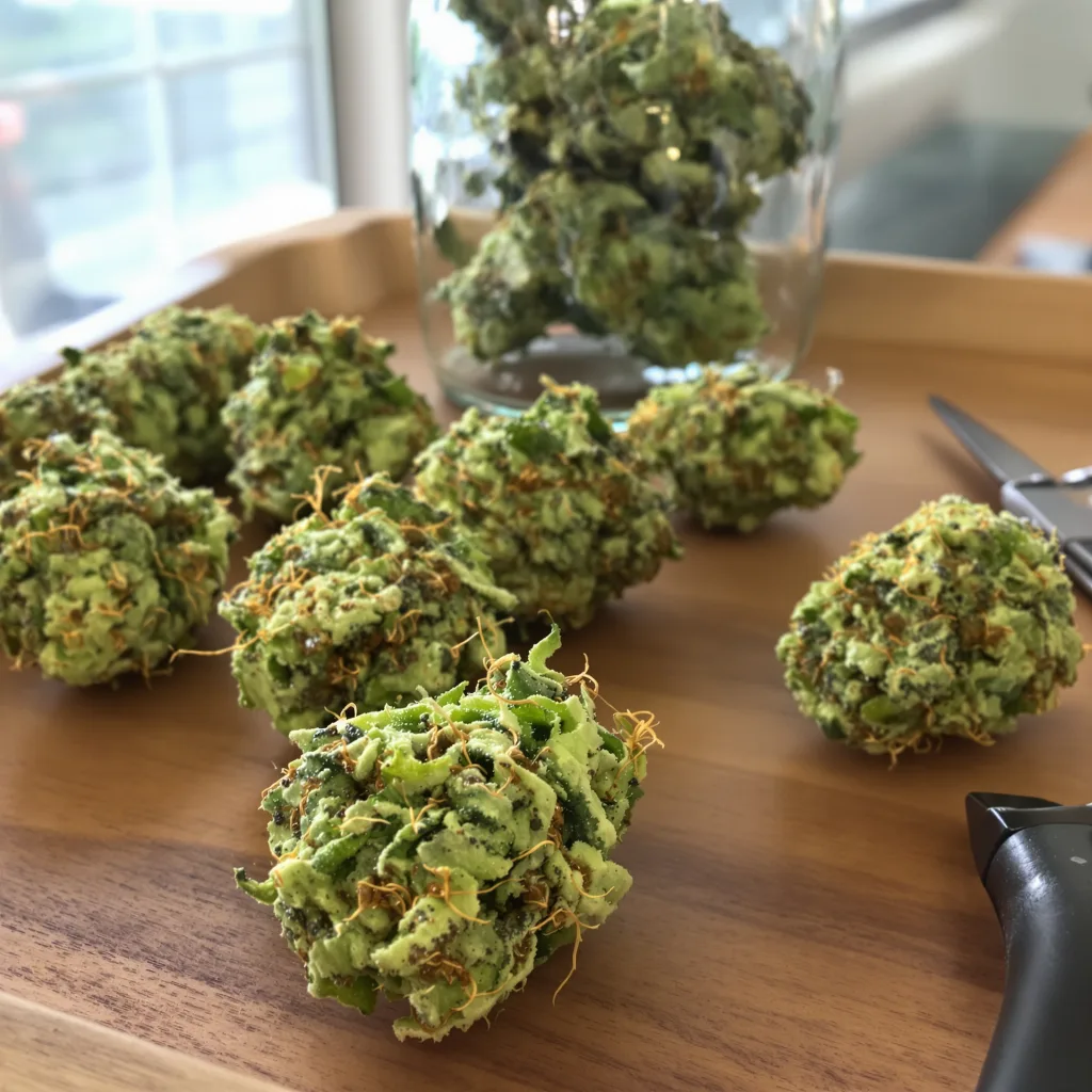 Cinderella's Dream 30% indica / 70% sativa — flor con tricomas visibles