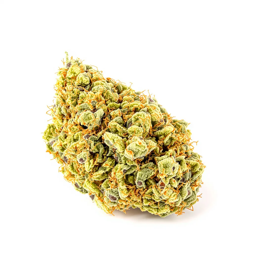 Citrus Sap 20% indica / 80% sativa — flor con tricomas visibles