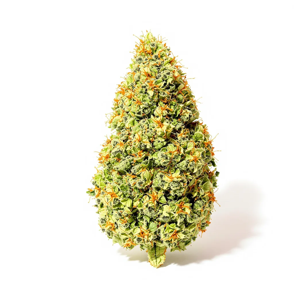 Clementine 14% indica / 86% sativa — flor con tricomas visibles