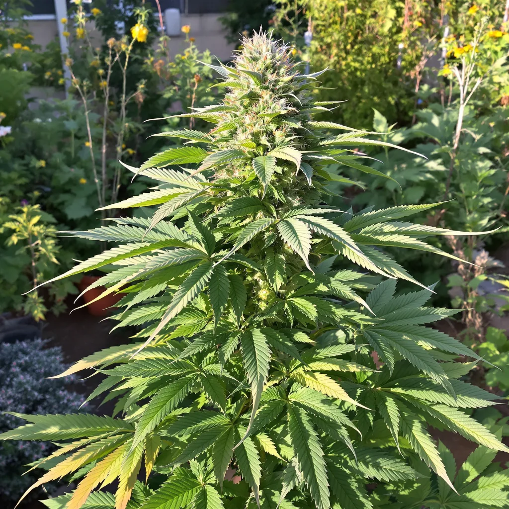 Cold War Kush 65% indica / 35% sativa — flor con tricomas visibles