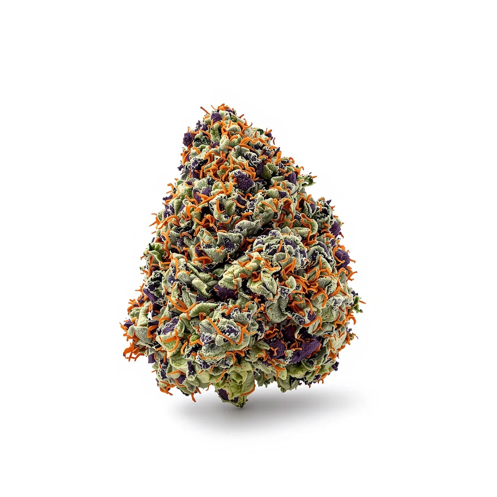 Colorado Bubba 87% indica / 13% sativa — flor con tricomas visibles