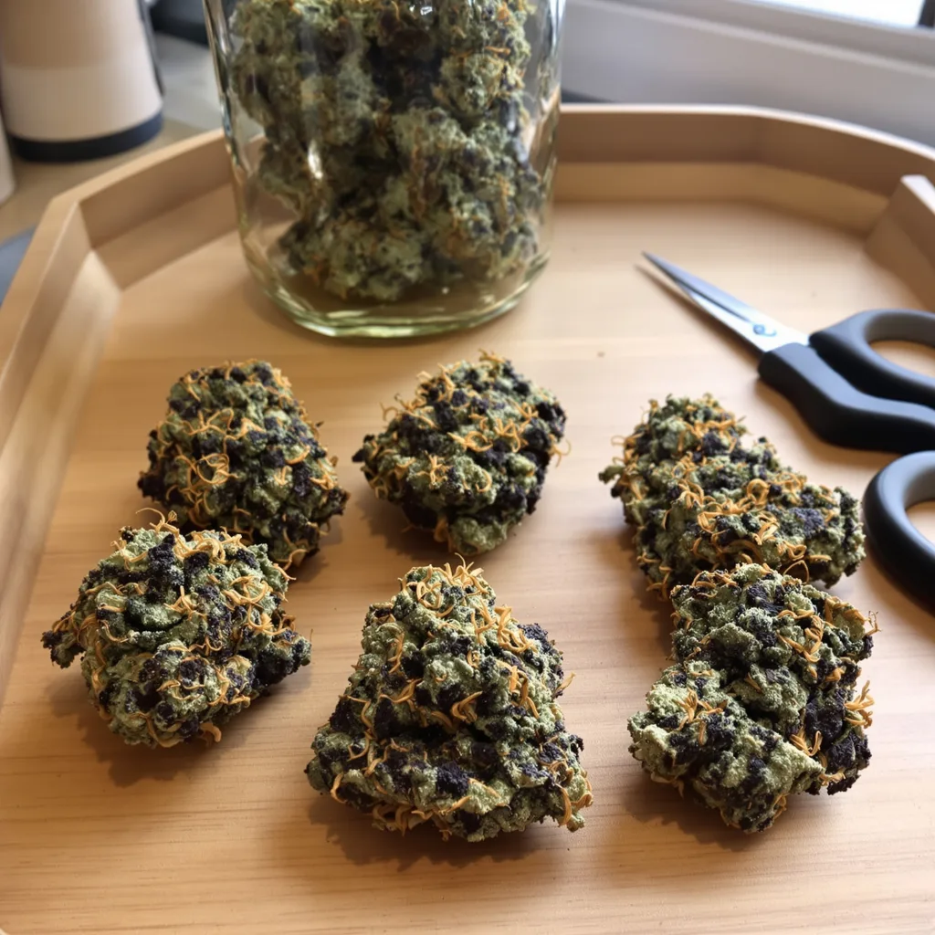 Confidential Wreck 76% indica / 24% sativa — flor con tricomas visibles