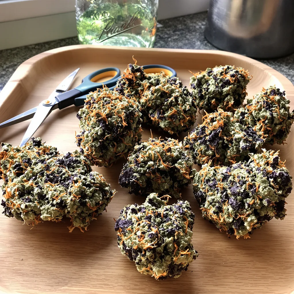 Cookie Monster 84% indica / 16% sativa — flor con tricomas visibles