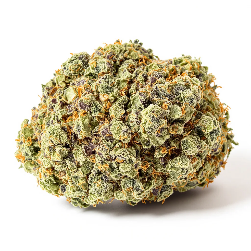 Cookie Wreck 40% indica / 60% sativa — flor con tricomas visibles