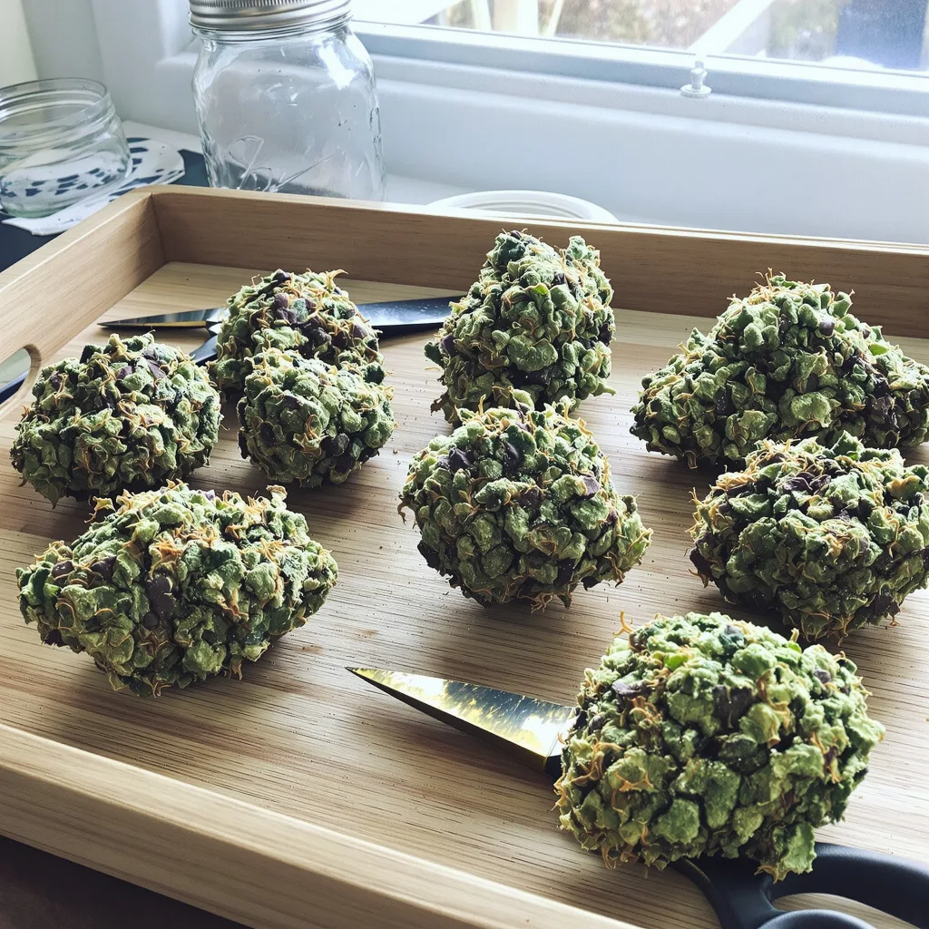 Cookie Wreck 40% indica / 60% sativa — flor con tricomas visibles