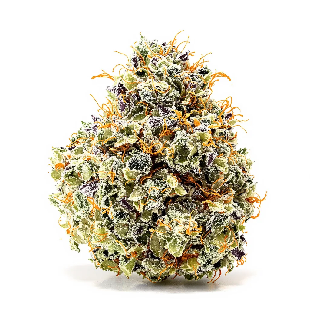 Cookie Wreck 40% indica / 60% sativa — flor con tricomas visibles