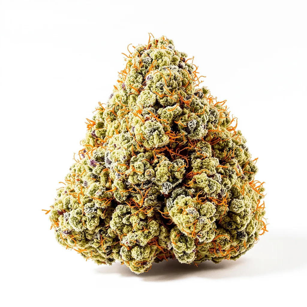 Cookies Gelato 41% indica / 59% sativa — flor con tricomas visibles