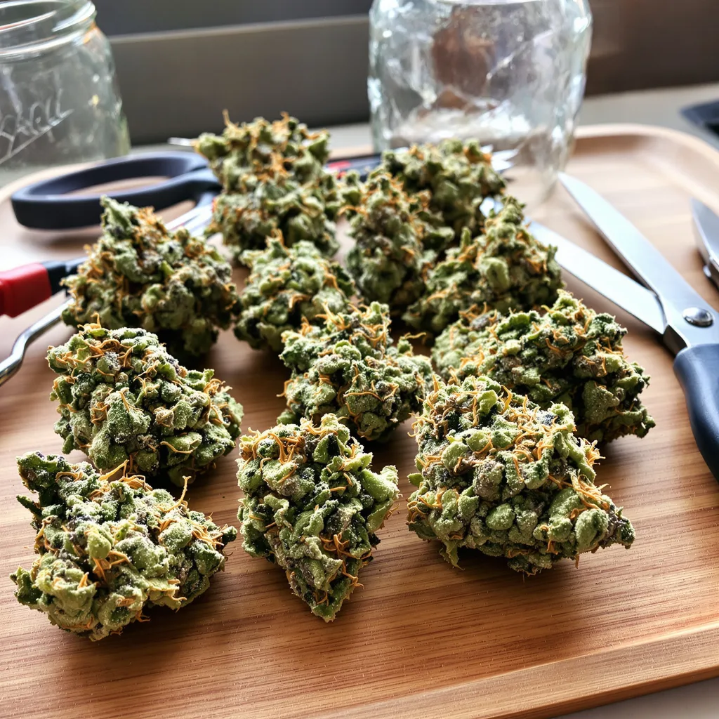 Cookies Gelato 41% indica / 59% sativa — flor con tricomas visibles