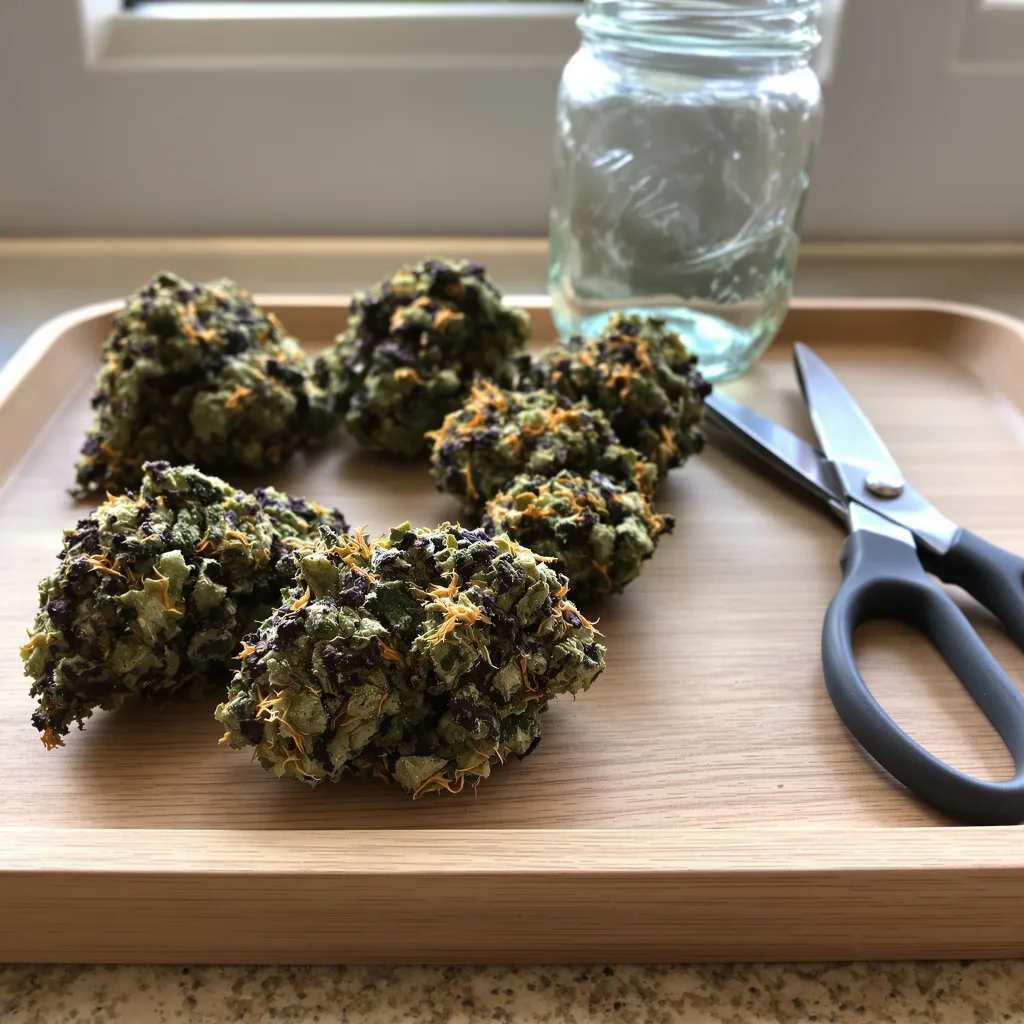 Cookies Kush 84% indica / 16% sativa — flor con tricomas visibles