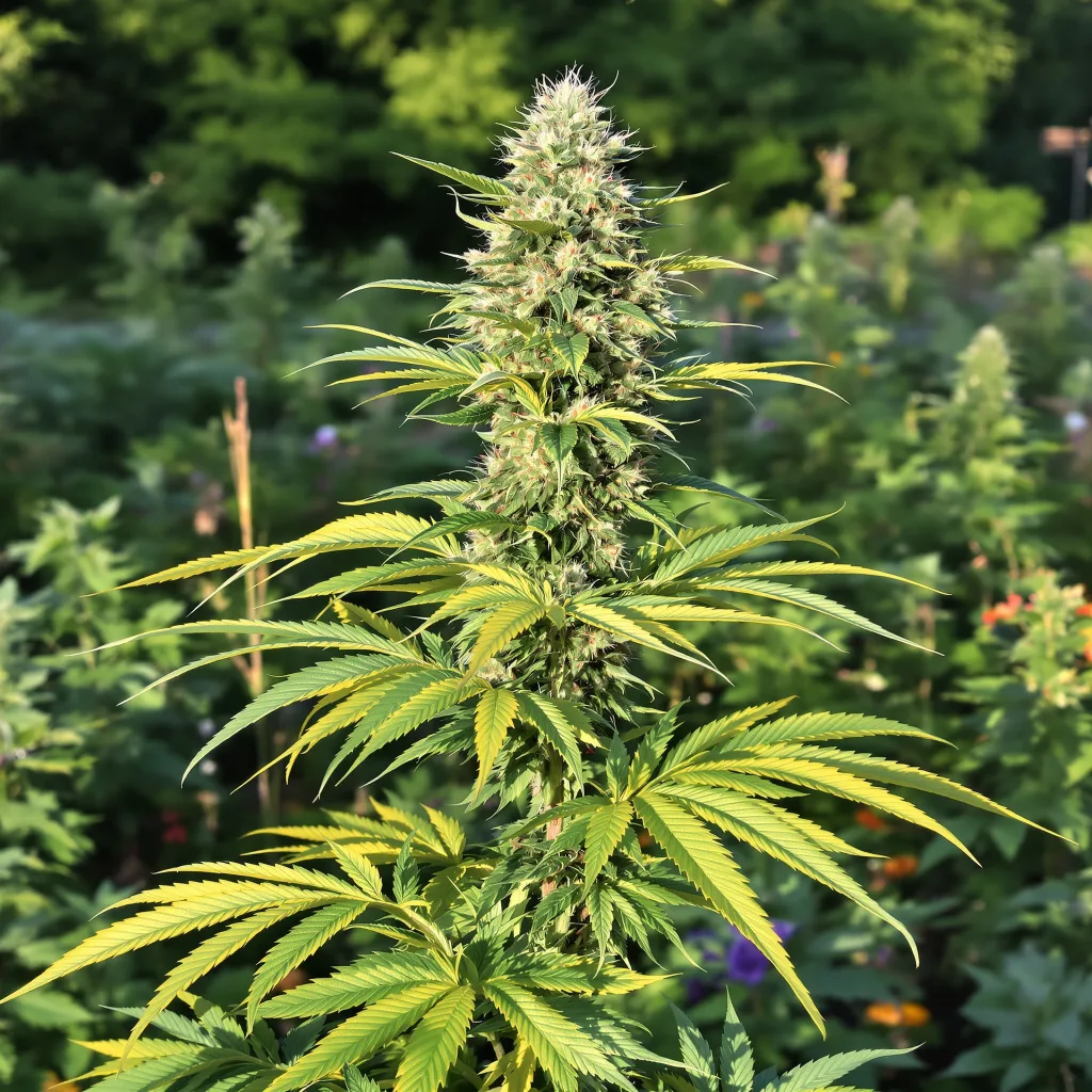 Copper Kush 44% indica / 56% sativa — flor con tricomas visibles