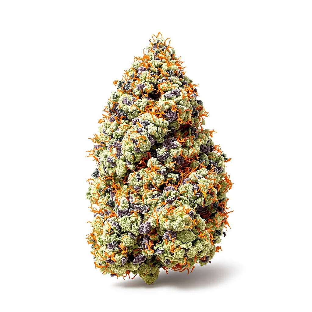 Copper Kush 44% indica / 56% sativa — flor con tricomas visibles