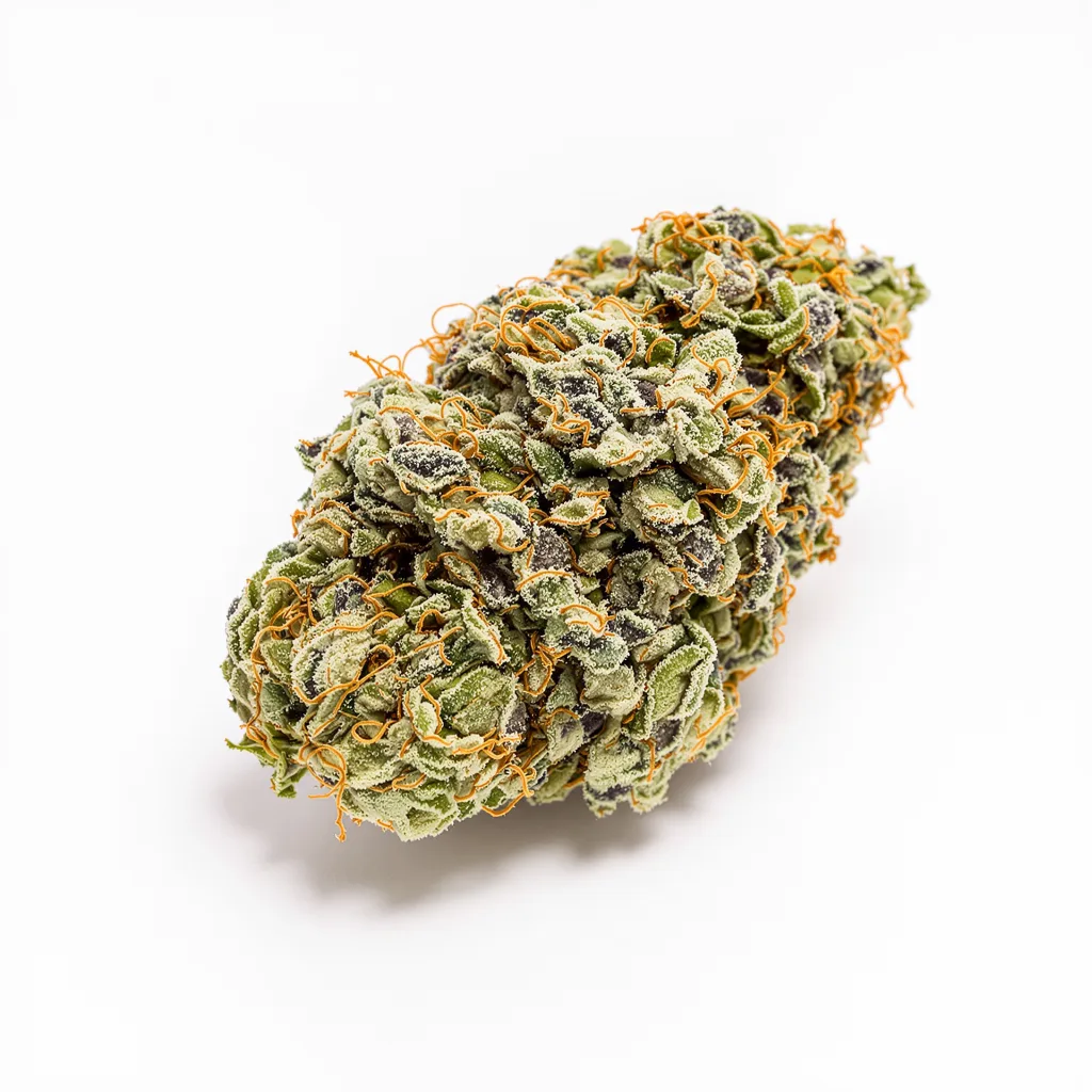 Corkscrew 57% indica / 43% sativa — flor con tricomas visibles