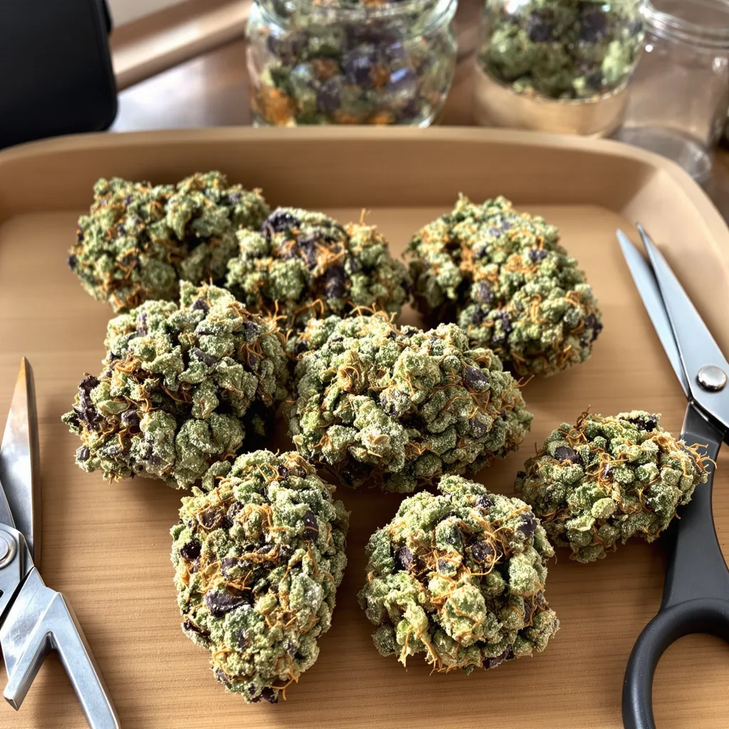 Corleone Kush 50% indica / 50% sativa — flor con tricomas visibles