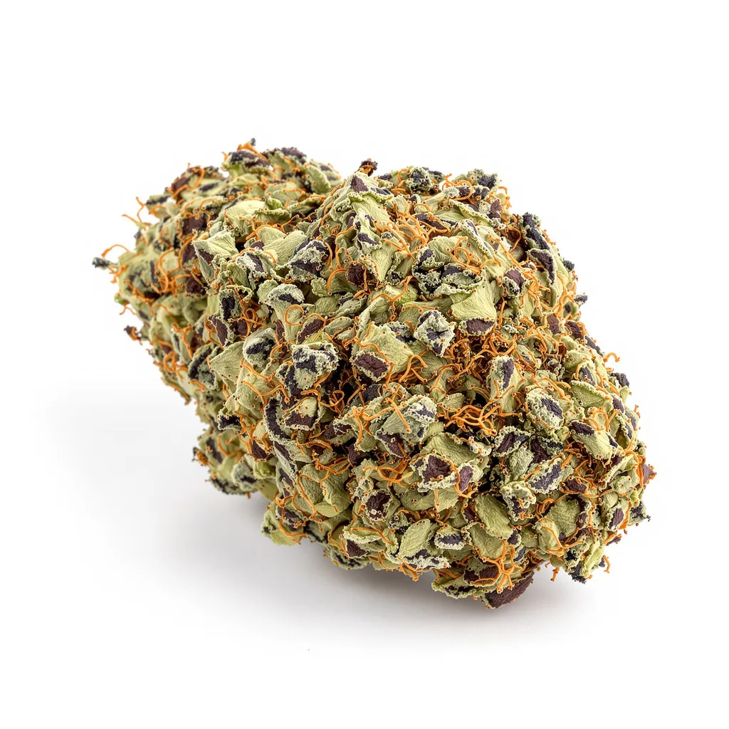 Cornbread 88% indica / 12% sativa — flor con tricomas visibles