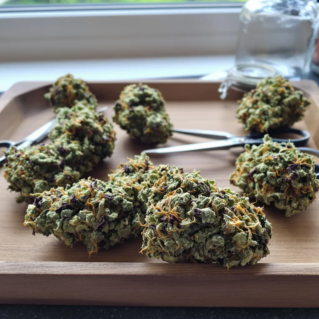 Couch Lock Mixpack 49% indica / 51% sativa — flor con tricomas visibles
