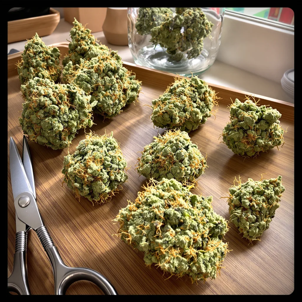Cramnesia 19% indica / 81% sativa — flor con tricomas visibles