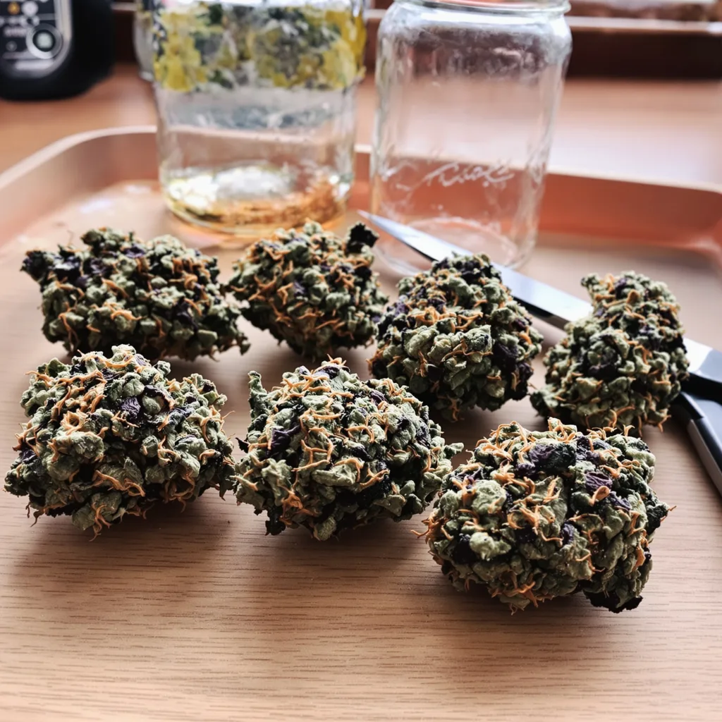 Cream 76% indica / 24% sativa — flor con tricomas visibles