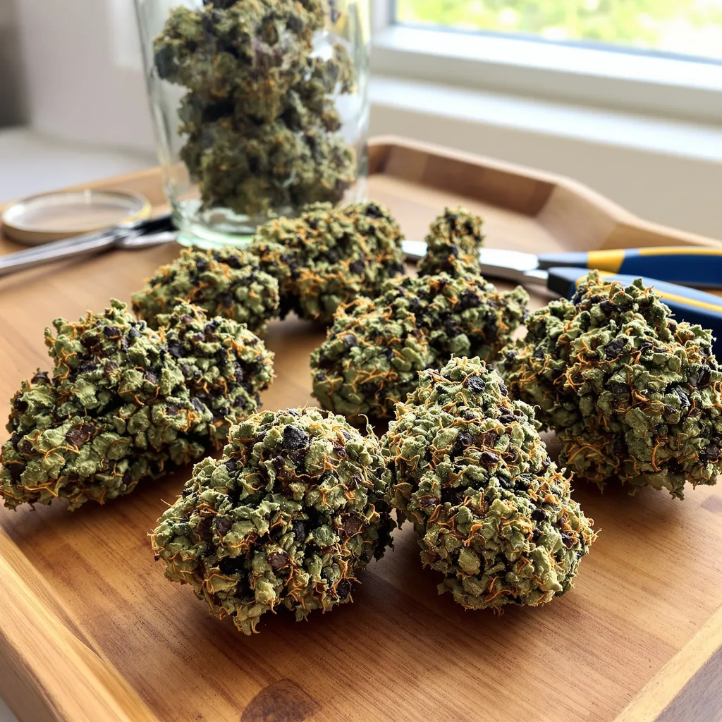 Cream Caramel 87% indica / 13% sativa — flor con tricomas visibles