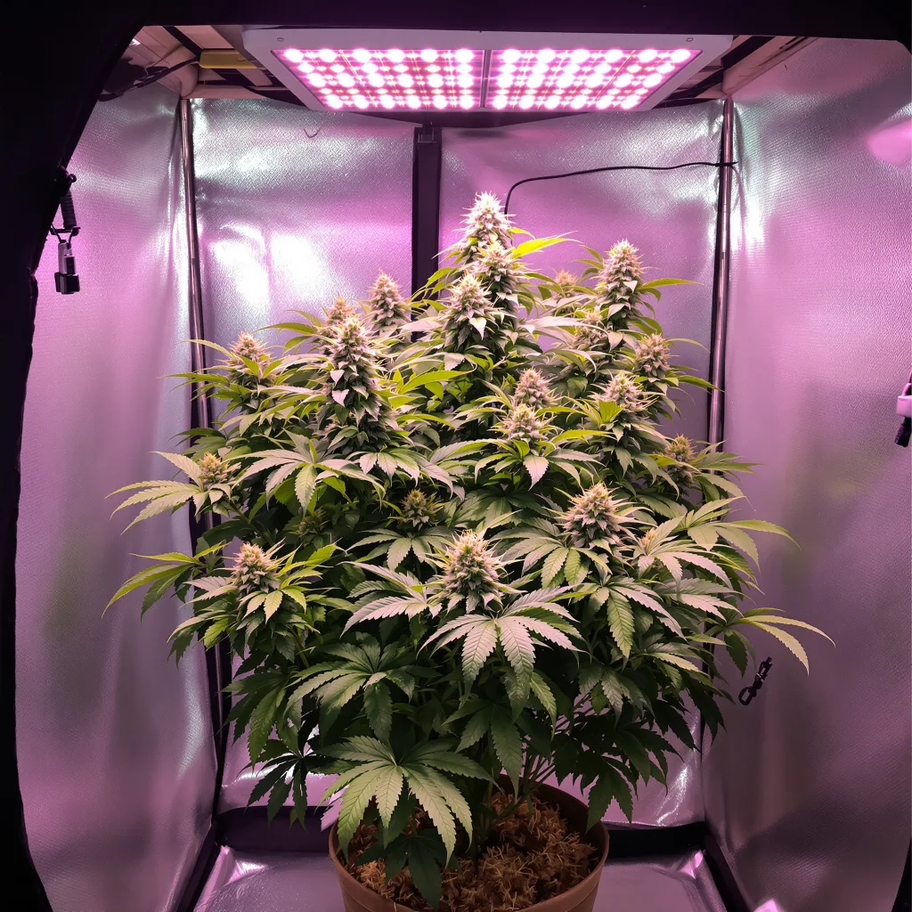 Planta de cannabis Cream Caramel en fase de floración — 60-100 cm autofloración