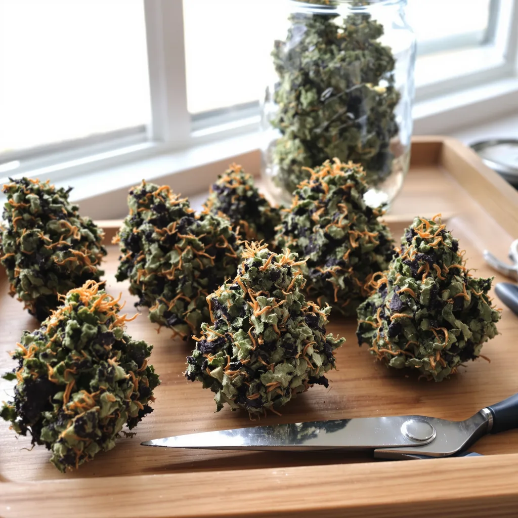 Cream Caramel 87% indica / 13% sativa — flor con tricomas visibles