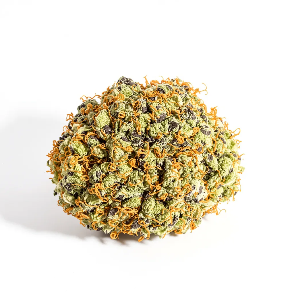 Critical Glue 89% indica / 11% sativa — flor con tricomas visibles