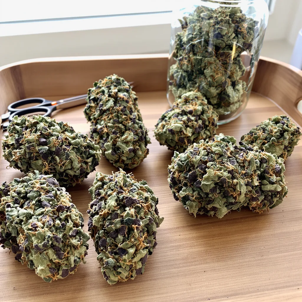 Critical Kush 87% indica / 13% sativa — flor con tricomas visibles