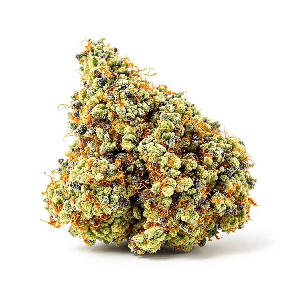 Critical Plus 61% indica / 39% sativa — flor con tricomas visibles
