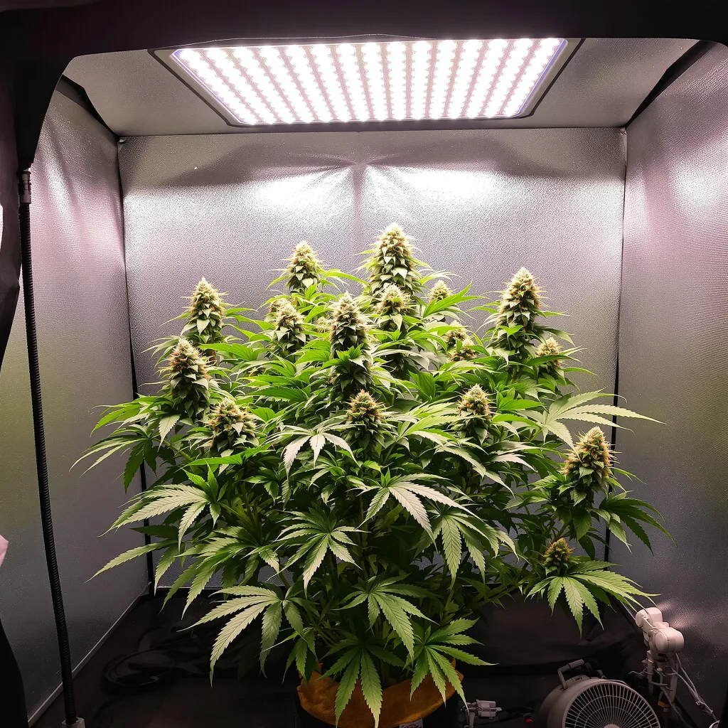 Planta de cannabis Critical Purple en fase de floración — 60-100 cm autofloración
