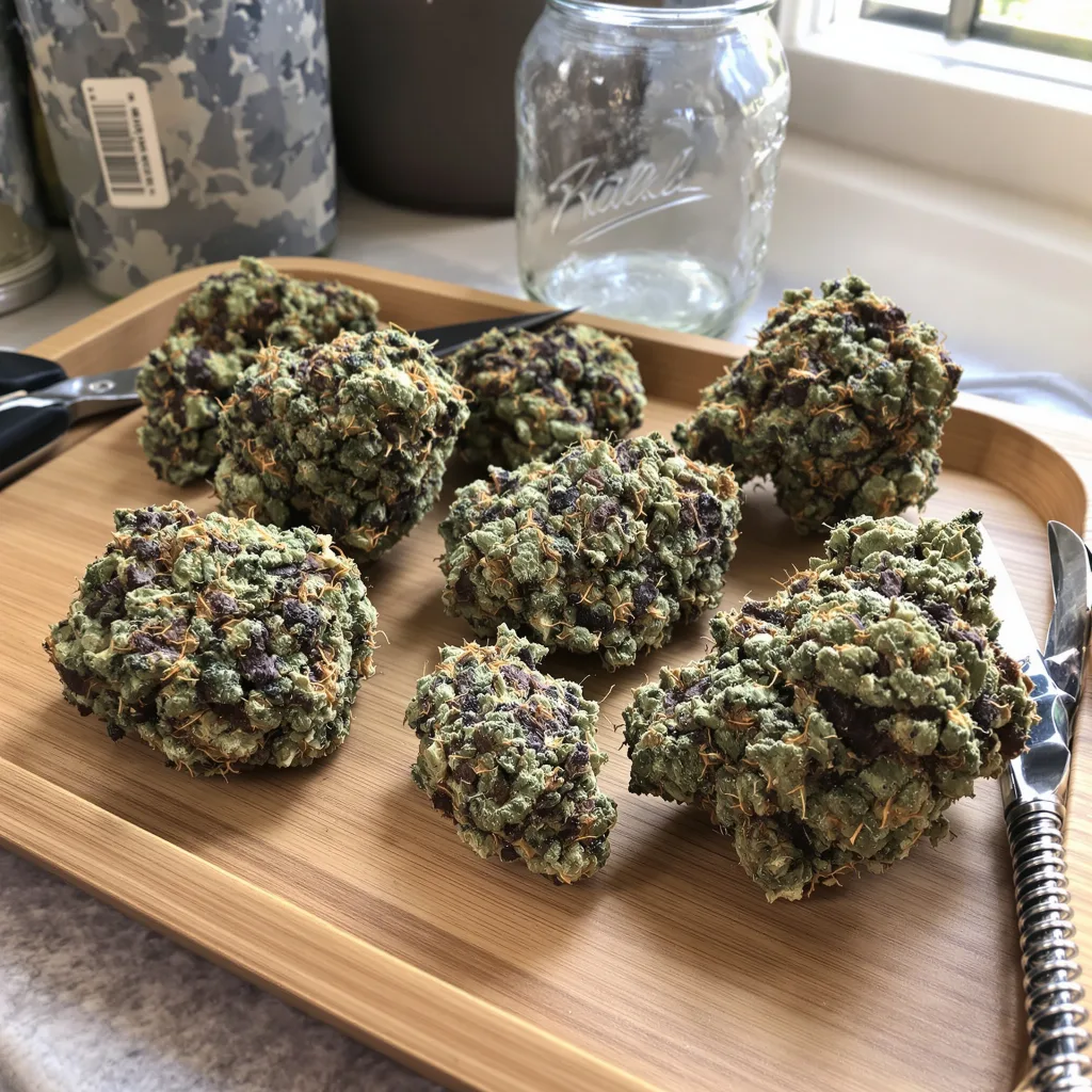 Critical Purple 70% indica / 30% sativa — flor con tricomas visibles